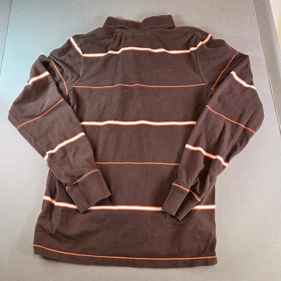 Abercrombie & Fitch Brown Striped Long Sleeve Polo Shirt XL Muscle Fit - Picture 2 of 13